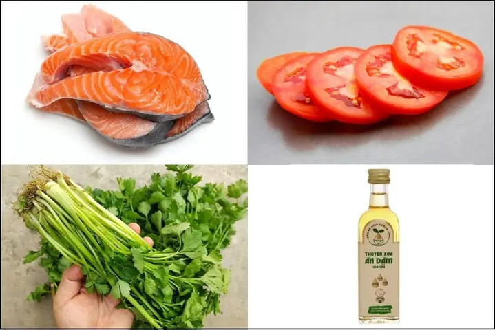 1Canh cá hồi với cà chua cho bé