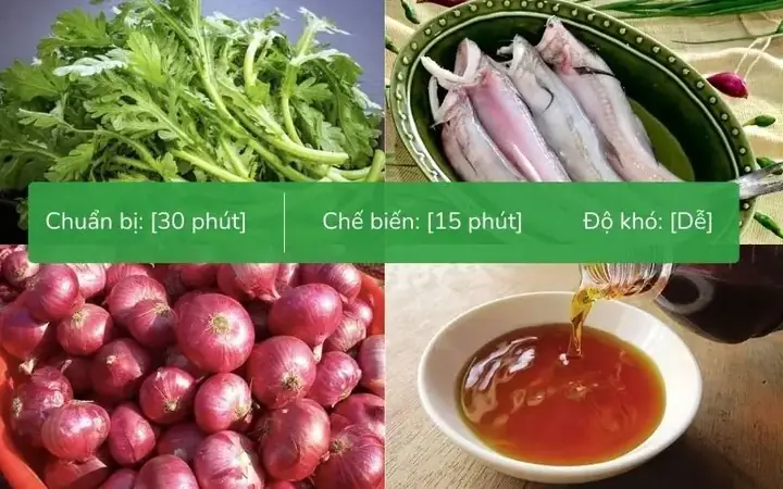 Nguyên Liệu Làm Cá Khoai Nấu Rau Cải Cúc