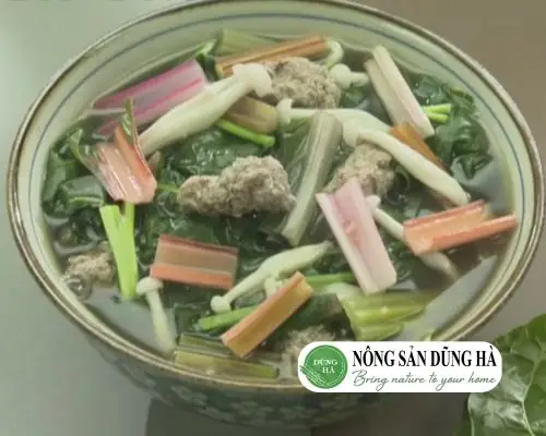 Canh Cải Cầu Vồng Nấu Thịt Cua Xay Canh Cải Cầu Vồng Nấu Thịt Cua Xay