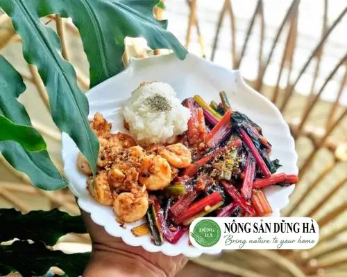 Cải Cầu Vồng Xào Tôm Cải Cầu Vồng Xào Tôm