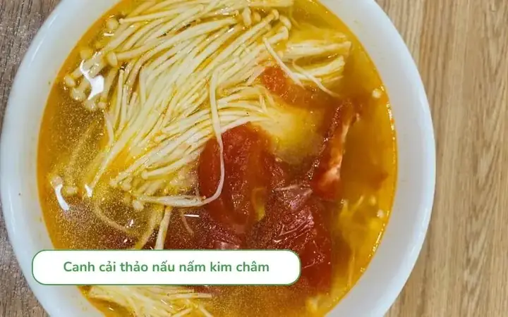 Canh Cải Thảo Nấu Nấm Kim Châm