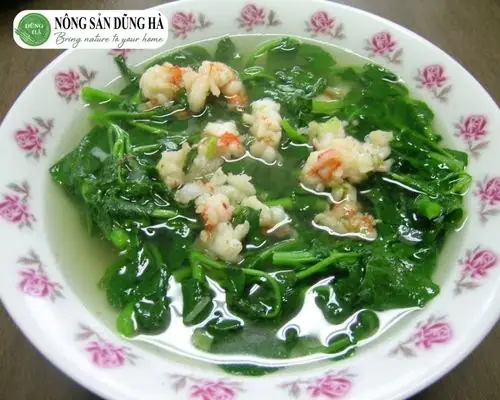 Rau cải xoong nấu canh tôm