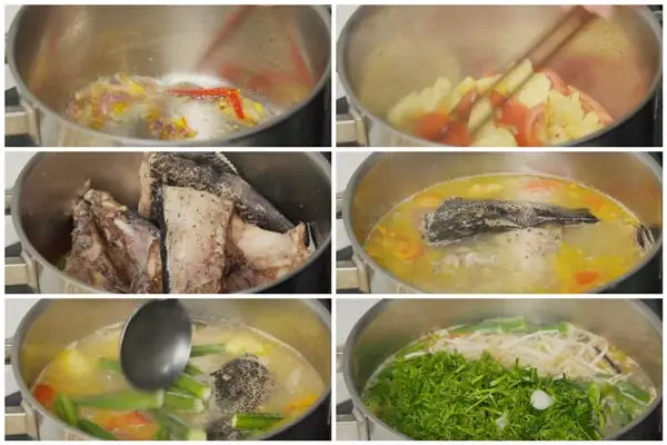 Bước 4: Cách Nấu Canh Cá Mú