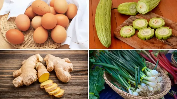 1Nguyên liệu nấu canh khổ qua với trứng