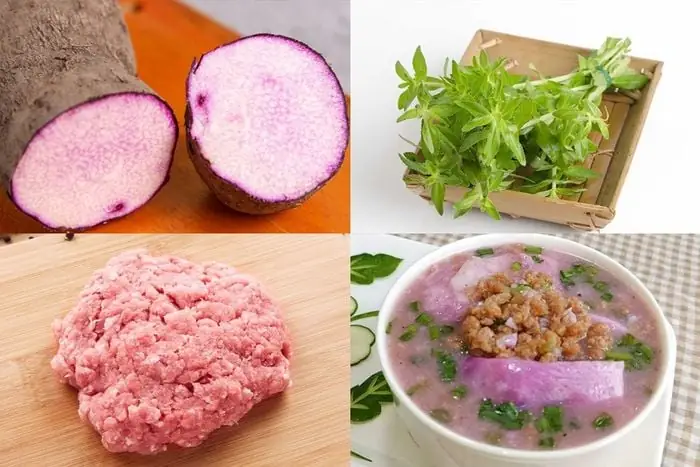 1.1 Nguyên liệu nấu canh khoai mỡ thịt bằm 1.1 Nguyên liệu nấu canh khoai mỡ thịt bằm