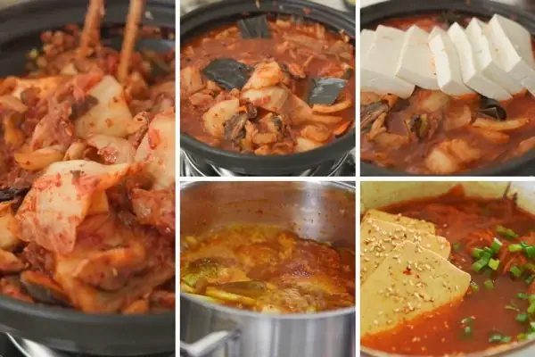 Nấu canh kim chi rong biển