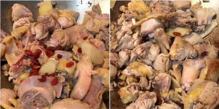 Bước 3: Xào thịt gà cùng nguyên liệu Bước 3: Xào thịt gà cùng nguyên liệu