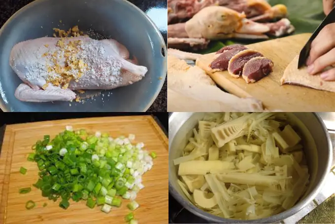 Bước 1: Sơ chế nguyên liệu nấu canh ngan măng tươi