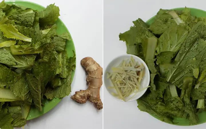 Cách làm canh cải bẹ xanh nấu gừng