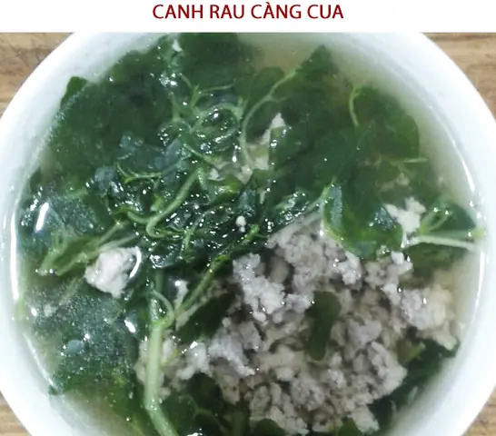 Trình bày món canh rau càng cua