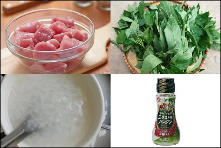 1Cháo rau đay cho bé nấu với thịt heo bằm