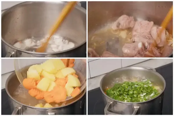 Bước 2: Hầm sườn heo với rau củ Bước 2: Hầm sườn heo với rau củ