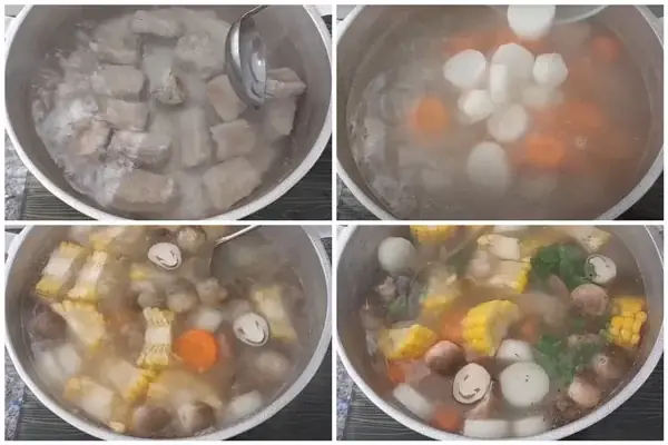 Bước 3: Nấu canh xương sườn rau củ Bước 3: Nấu canh xương sườn rau củ