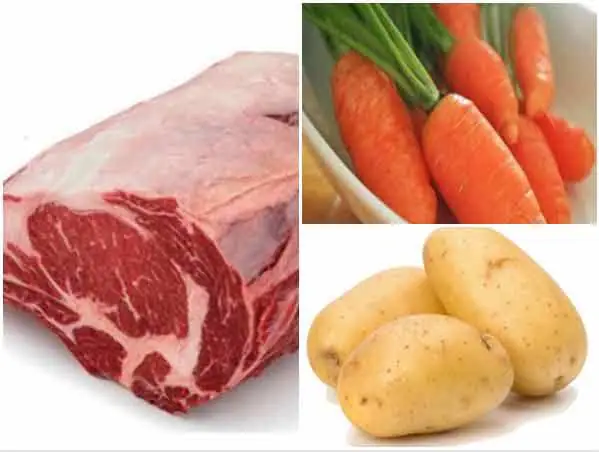 Nguyên liệu làm bò hầm khoai tây cà rốt