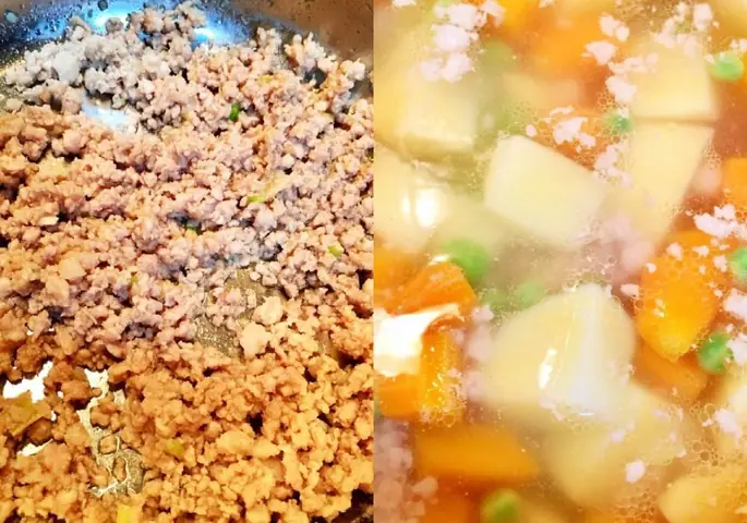 Nấu Canh Khoai Tây Cà Rốt Thịt Băm