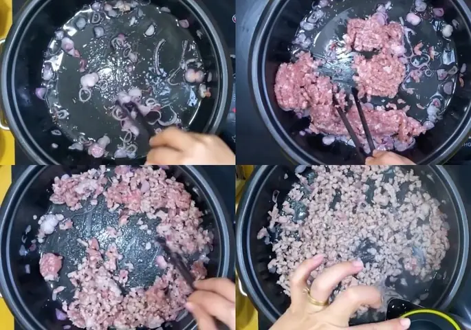 Xào thịt bằm Xào thịt bằm