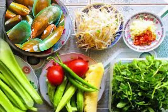 Nguyên liệu làm vẹm xanh nấu canh chua