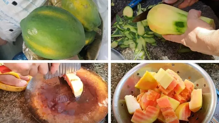 Bước 2sơ Chế Đu Đủ