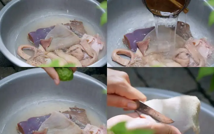 Bước 1Sơ chế lòng bò Bước 1Sơ chế lòng bò