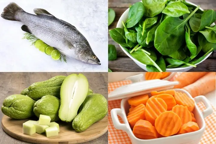 1Cháo cá chẽm cho bé với rau củ