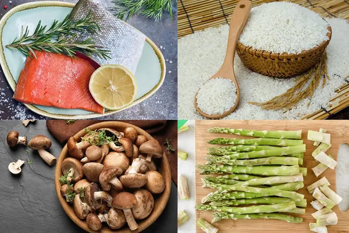 2Cháo cá hồi nấm hương và măng tây cho bé ăn dặm