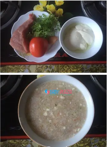 8. Cháo thịt heo cà chua tàu hủ