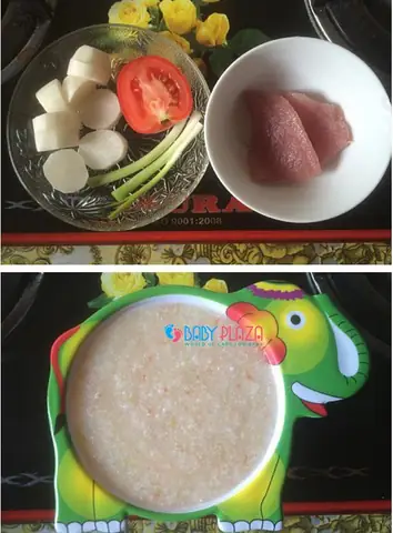 1. Cháo thịt heo - củ cải - cà chua