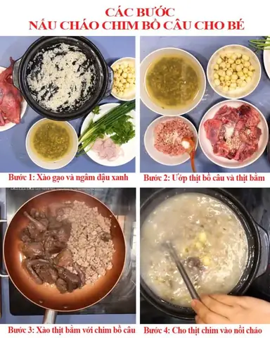 2. Cách nấu cháo chim bồ câu cho bé 2. Cách nấu cháo chim bồ câu cho bé