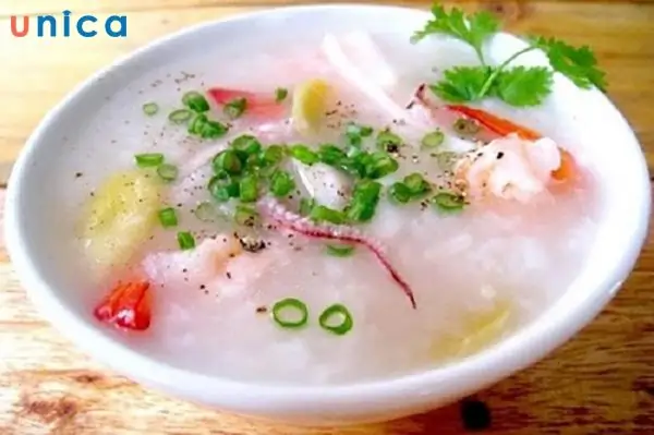 Cháo mực hành tây Cháo mực hành tây