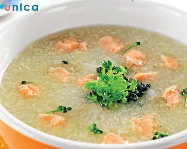 Cháo cá hồi cải bó xôi Cháo cá hồi cải bó xôi