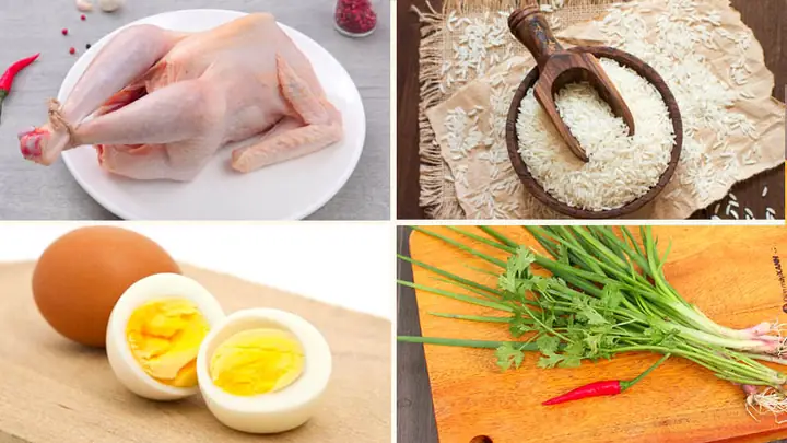 1Nguyên liệu nấu cháo gà xé phay