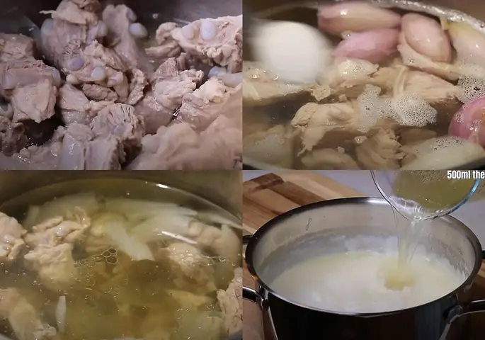 Các bước làm cháo sườn Hà Nội