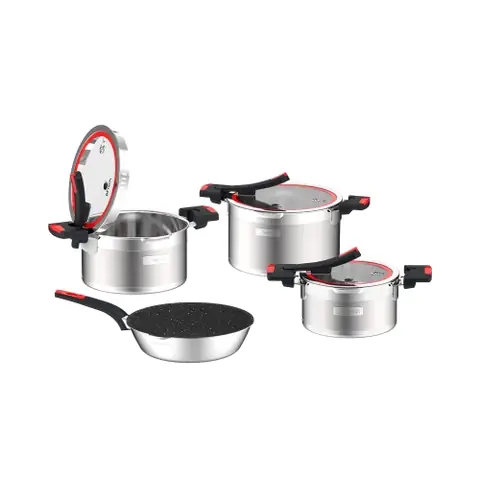 Bộ nồi Inox liền khối Elmich Milano EL-8093 size 16, 18, 22, chảo 26cm Bộ nồi Inox liền khối Elmich Milano EL-8093 size 16, 18, 22, chảo 26cm