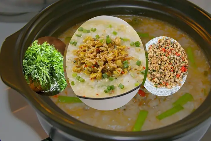 3Nấu cháo hến với rau thì là cho bé