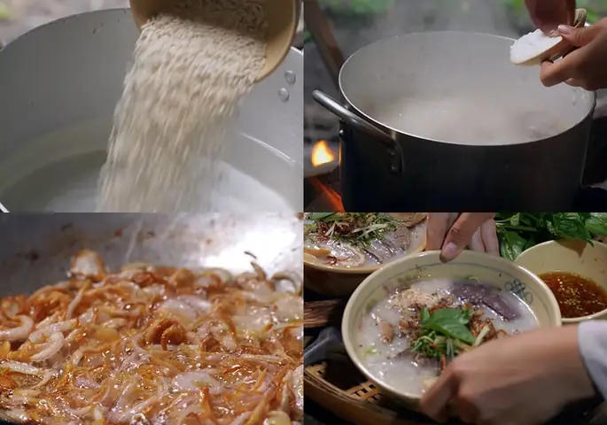 Các bước nấu cháo lòng bò