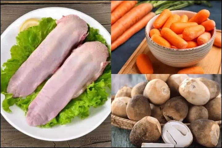 3Cháo lưỡi heo với cà rốt, nấm rơm cho bé