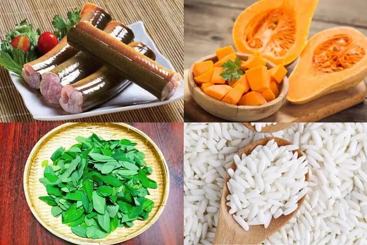 1Cháo lươn bí đỏ với rau ngót