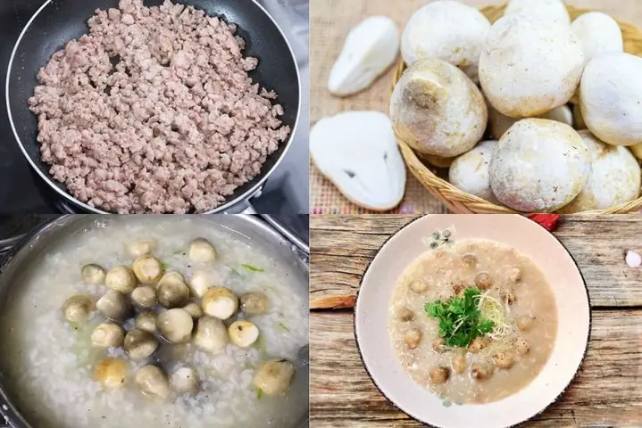 2.1. Cháo nấm rơm nấu thịt nạc đơn giản cho bé