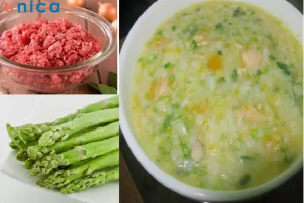 Cháo thịt bò măng tây cho bé