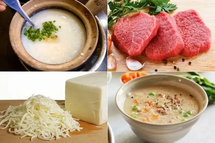 5.7. Cháo Phô Mai Nấu Cùng Thịt Bò