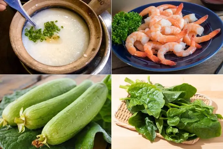 3cháo Tôm Nấu Mướp Cho Bé Và Rau Mồng Tơi
