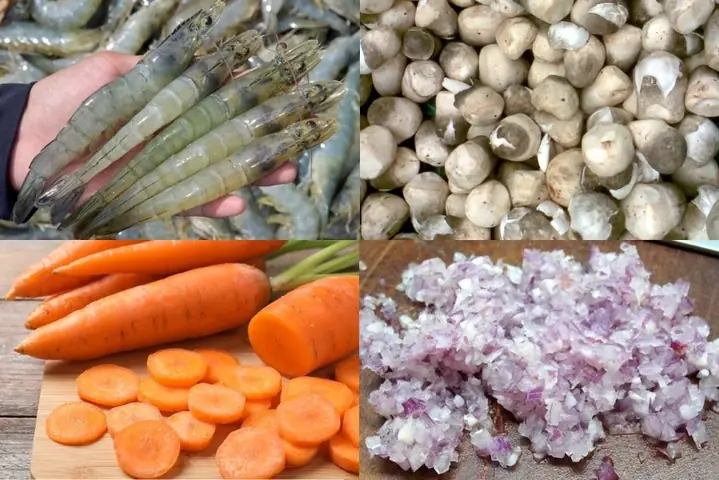 3Cháo tôm, nấm rơm và cà rốt cho bé