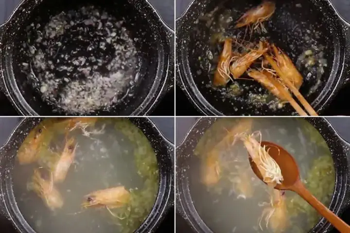 Nấu Nước Dùng Cho Cháo Tôm