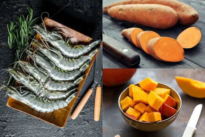 2.4. Cháo tôm khoai lang bí đỏ