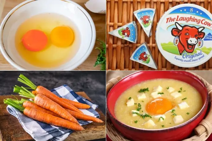 1.3. Cháo trứng cà rốt cho bé với phô mai béo ngậy