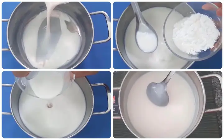 Bước 3Nấu nước cốt dừa Bước 3Nấu nước cốt dừa