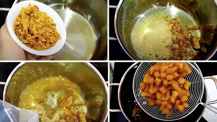 Bước 5Luộc cùi bưởi Bước 5Luộc cùi bưởi