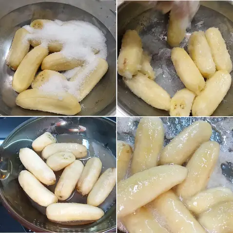 Bước 2: Xào Chuối Với Đường