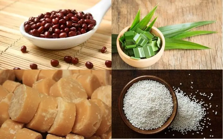 Nguyên Liệu Làm Chè Đậu Đỏ Bột Báng Nước Cốt Dừa