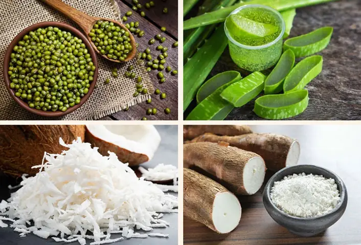 1.1. Nguyên liệu nấu chè đậu xanh nha đam cốt dừa